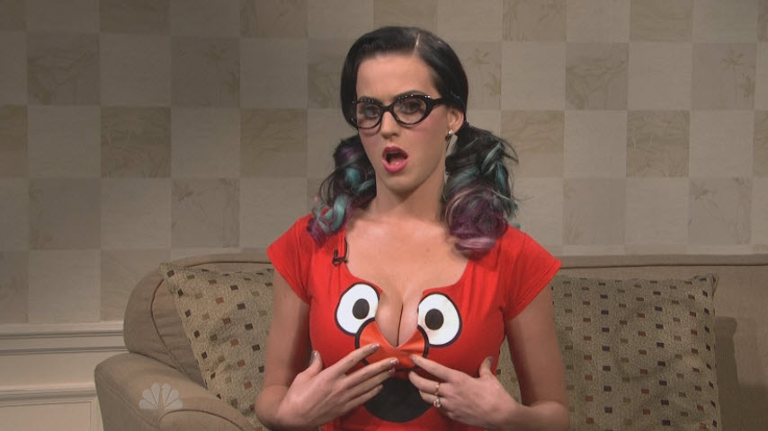 Katy Perry touches her breasts on SNL